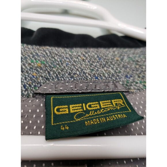 Geiger Collections Women 44 Outfit Set Button Front Blazer Skirt Gray Wool Tweed - Picture 5 of 5